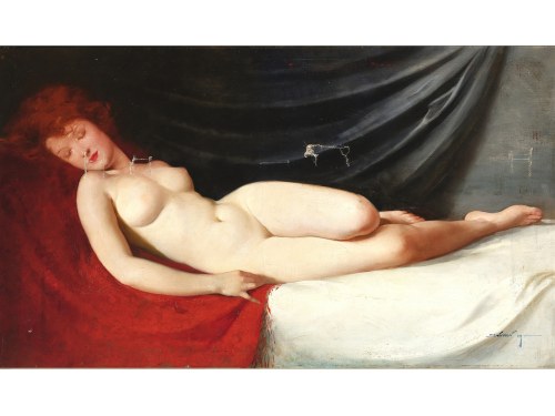 Mária Szantho, Szeged 1897 - 1998 Nagymagocs, Reclining female nude