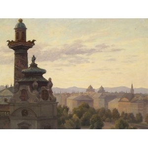 Hans Ranzoni, Vienne 1868 - 1956 Krems an der Donau, vue de la Karlskirche sur Vienne