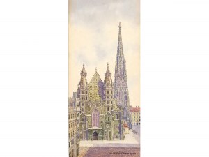 August Günther, Vienna, 20th century, View of St Stephen's Cathedral