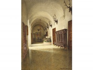 Hans Pühringer, Klosterneuburg 1875 - 1953 Klosterneuburg, grand couloir du château de Goldegg