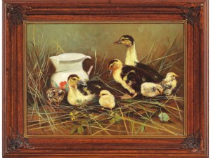 Giovanni Sanvitale, born 1935 in Italy, Ducks with chicks