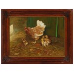 Giovanni Sanvitale, born 1935 in Italy, Chickens in the barn