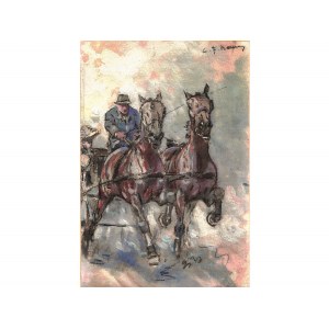 Carl Franz Bauer, Viedeň 1879 - 1954 Viedeň, Koč ťahaný koňmi