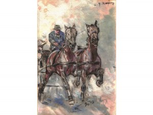 Carl Franz Bauer, Viedeň 1879 - 1954 Viedeň, Koč ťahaný koňmi