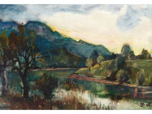 Pittore sconosciuto, XX secolo, Paesaggio fluviale