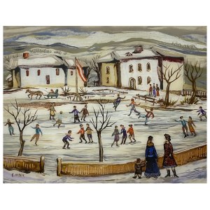 Ernst Huber, Vienna 1895 - 1960 Vienna, Ice-skating fun