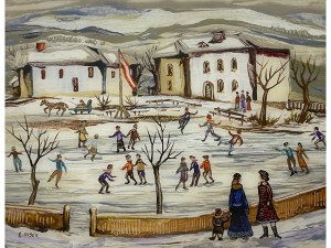Ernst Huber, Vienne 1895 - 1960 Vienne, plaisir du patinage sur glace