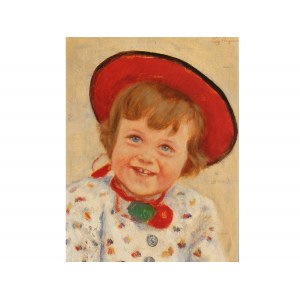 Ludwig Angerer, Nemecko, 1891 - 1948, Portrét dievčaťa s červeným klobúkom