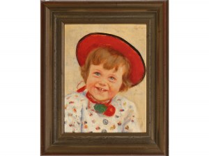 Ludwig Angerer, Germania, 1891 - 1948, Ritratto di bambina con cappello rosso