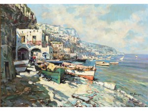 Pittore sconosciuto, Motivo della Costa Amalfitana, metà del XX secolo