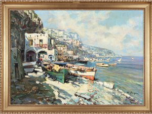 Peintre inconnu, Motif de la Costa Amalfitana, milieu du XXe siècle
