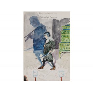 Hamlet, dessin pour la carte de menu de la Schlosswirtschaft Münichau, festival d'été 1929