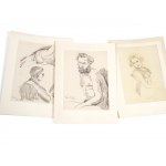 Mixed lot: 10 engravings & 3 charcoal drawings