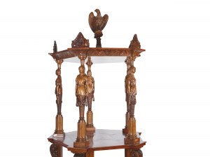 Biedermeier etagere, all-round carved caryatids 