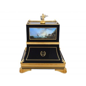 Safe, one-of-a-kind, handcrafted, revolving maritime scenes after Claude J. Vernet