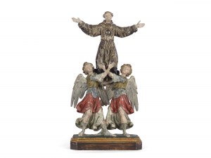Saint François d'Assise avec deux anges, XVIIe siècle, Haute Italie/Tyrol du Sud