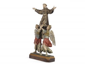 Heiliger Franz von Assisi mit zwei Engeln, 17. Jahrhundert, Oberitalien/Südtirol