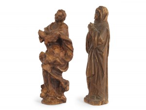 Pair of figures, Mary as Virgin and mourning Mary, 19th century?