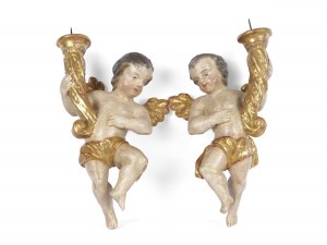 Pair of baroque angels, South German, mid 18th century