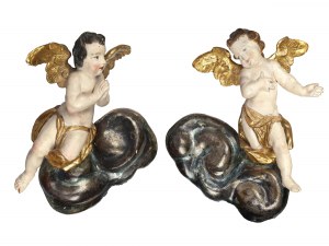 Pair of putti on a cloud bench, South German, mid 18th century