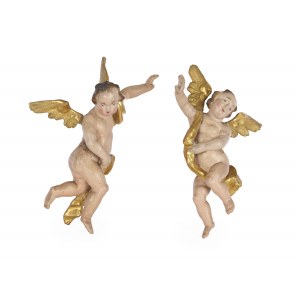 Dvojice okřídlených andělů, jihoněmecké, polovina 18. století