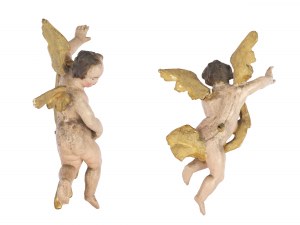 Pair of winged angels, South German, mid 18th century