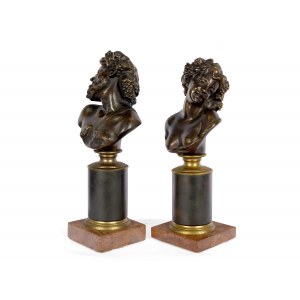 Ariane et Bacchus, paire de bronzes