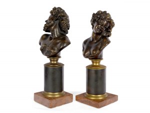 Ariane et Bacchus, paire de bronzes