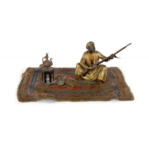 Franz Bergmann, Vienna 1861 - 1936 Vienna, Arab warrior on carpet