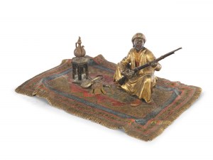Franz Bergmann, Wien 1861 - 1936 Wien, Arabischer Krieger auf Teppich