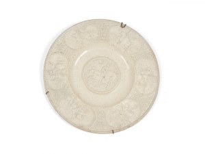 Small plate with relief depictions, in the style of Caspar Enderlein