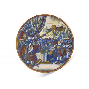 Alfredo Santarelli, Gualdo Tadino 1874 - 1957 Gualdo Tadino, piatto con raffigurazione dell'antichità