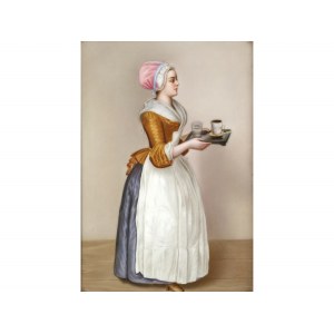 Jean-Étienne Liotard, Ginevra 1702 - 1789 Ginevra, seguace, La ragazza con la tazza di cioccolato