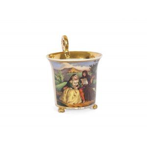Cocoa cup, Laura et Petrarca, Biedermeier, around 1830/40