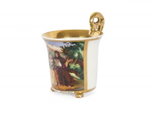 Cocoa cup, Laura et Petrarca, Biedermeier, around 1830/40
