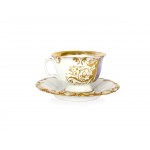 Coffee cup with saucer, with the heart of Jesus, Biedermeier, mid 19th century