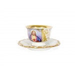 Tazzina da caffè con piattino, con cuore di Gesù, Biedermeier, metà del XIX secolo