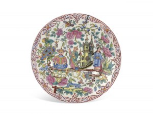 Plate, decoration in the style of the Famille rose