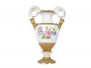 Vase with snake handles and floral decoration, Meissen