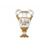 Vase avec anses en forme de serpent et décor floral, Meissen