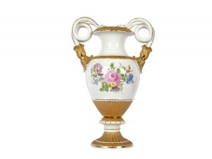 Vaso con manici a serpente e decorazione floreale, Meissen