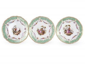 6 plates, gallant scenes, Meissen
