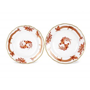 Pár talířů s čínským dekorem, Míšeň