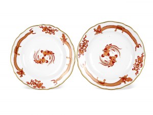 Pár talířů s čínským dekorem, Míšeň