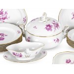 Dinner service for 6 persons, 24-piece, Violet foral decor, Meissen