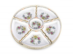 Service bols sur assiette ronde, Herend, Fleurs des Indes/Indian Basket Multicolour