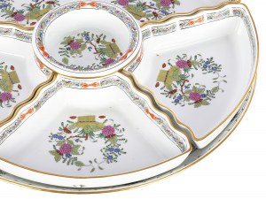 Service bowls on round plate, Herend, Fleurs des Indes/Indian Basket Multicolour