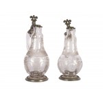 Pair of baroque glass jugs for vinegar and oil
