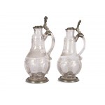 Pair of baroque glass jugs for vinegar and oil