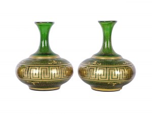 Pair of glass flasks, Biedermeier, around 1840